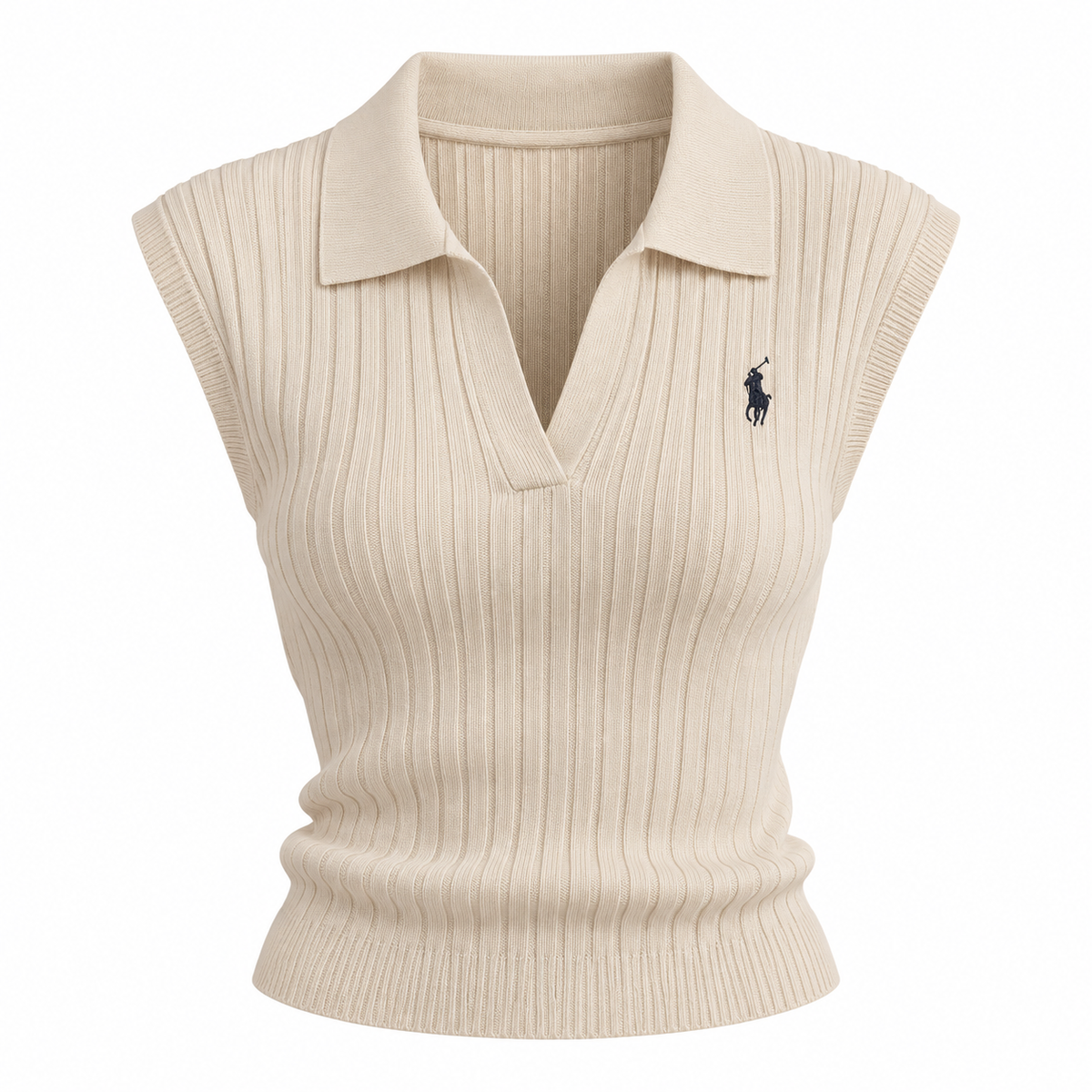 Women’s Ribbed Sleeveless Polo Knit