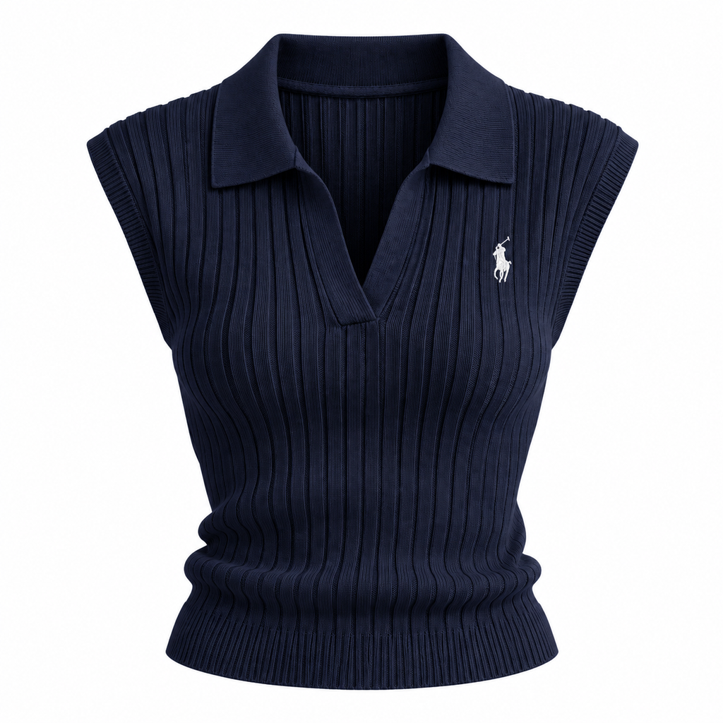 Women’s Ribbed Sleeveless Polo Knit
